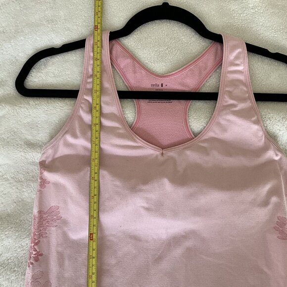 Zella Bra Tank Top Womens Medium Pink Floral Stretch Nylon Scoop Neck Racerback - Picture 3 of 5